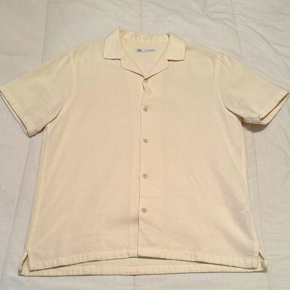 Zara Cream Short Sleeve Shirt